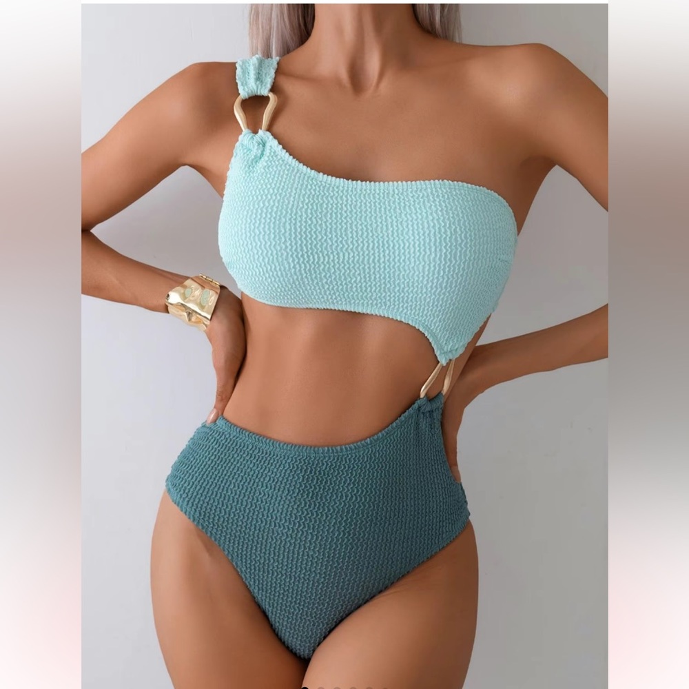 Mint Green Textured Women's Swimwear